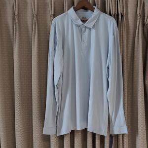 NWT Men's Size 2X Refined Matter Light Blue Long Sleeve Performance Polo